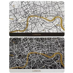 DKD Home Decor London Placemats, Polypropyleen Zwart, 43,5 x 28,5 x 28,5 x 28,5 cm, 2 stuks