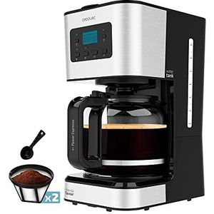 Cecotec Coffee 66 Smart Plus programmeerbaar koffiezetapparaat. 980 W, capaciteit 12 cafés, externe technologie en autoClean-functie, roestvrijstalen afwerking, LCD-display, 1,5 l