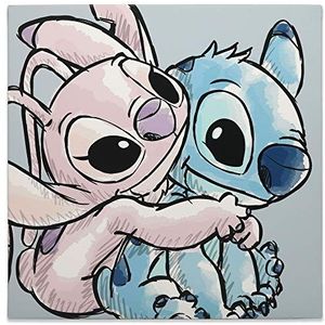 Open Road Brands Disney Lilo & Stitch met engel op canvas, schattige Stitch wanddecoratie voor woondecoratie