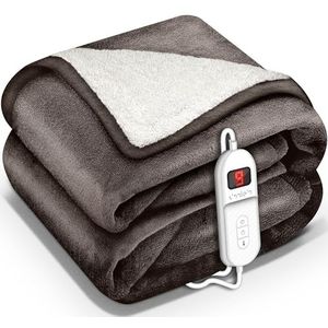 sinnlein® Verwarmingsdeken met automatische uitschakeling, 180 x 130 cm, TÜV Süd GS-getest, elektrische deken met 9 temperatuurniveaus, knuffeldeken wasbaar, voor bed,