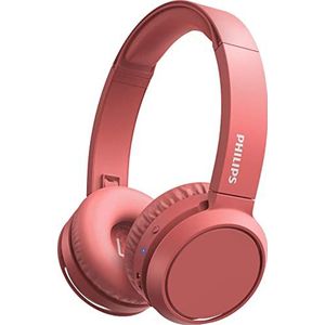 Philips audio Supra-Auxral draadloze koptelefoon H4205Rd/00, uitgerust met basversterkingsknop (bluetooth, 29 uur luistertijd, snellaadfunctie, geluidsisolatie), mat rood