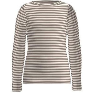 NAME IT Nmfsuraja Slim LS Top Noos T-shirt met lange mouwen voor meisjes, Mocha Meringue/strepen: gestreept