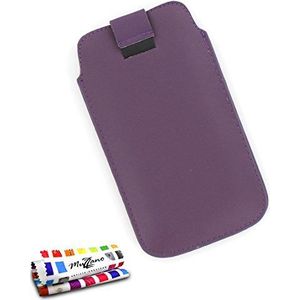 Muzzano Beschermhoesje voor Nokia Lumia 535 [Le Sweep] donkerviolet + styluspen en reinigingsdoek - ultieme bescherming voor uw Nokia Lumia 535