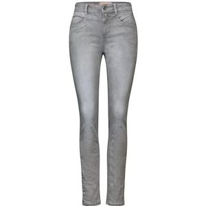 STREET ONE A377260 Jean slim et haut pour femme, gris clair, délavé au hasard, 30 EU, Gris clair aléatoire, 32