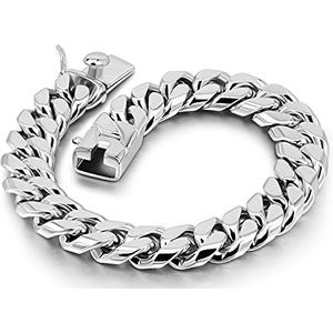 Dankadi Massieve Cubaanse armband, breedte 12 mm, 925, zilver, voor heren, 7-25 cm, Cubaanse schakels, grote schakels, rock, punk, hiphop, Miami, cadeau, sieraden, feest, Zilver