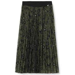 IKKS Lange rok, geplooid, kaki, bedrukt voor meisjes, Khaki Camoufleurs Print