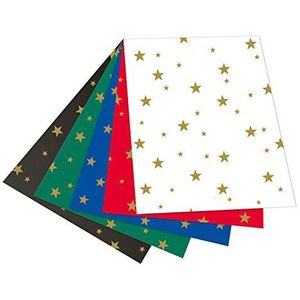 folia 5899 10 vellen karton papier met kleurrijke sterren 50 x 70 cm aan beide zijden bedrukt - voor het knutselen en vormgeven van kaarten, vensterafbeeldingen en voor scrapbooking
