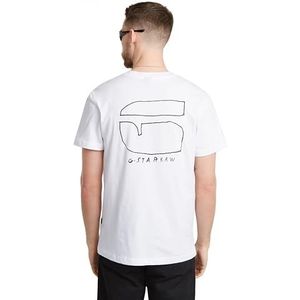G-STAR RAW Handwriting Back Print R T T-shirt voor heren, Wit D25693-336-110