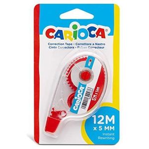 Carioca Cinta corrector – correctietape – ondoorzichtig en herbruikbaar, ideaal om te blussen. Bevat 1 correctierector, 12 mx5 mm. Kleur van de corrector rood