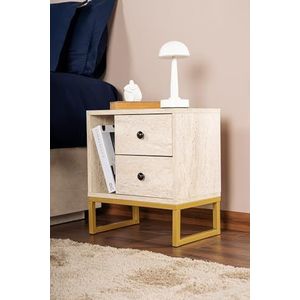 nachtstandaard, travertijn, goud, 50 x 18 x 5 cm. Gemaakt van 100% melamine spaanplaat, dikte 18 mm. Perfect voor moderne ruimtes thuis, kantoor en studie, elegant design en