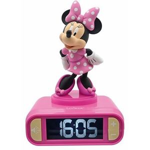 Lexibook Disney Minnie - Wekker met nachtlampje, geluiden en melodieën, lcd-display met achtergrondverlichting, lichtgevend, met sluimerfunctie, roze - RL800MN