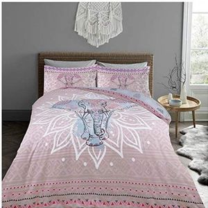 Dekbedovertrek voor tweepersoonsbed, geometrisch patroon, superzacht, roze olifant, comfortabele dekbedovertrekken