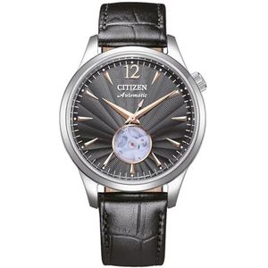 Citizen NH9131-14E automatisch herenhorloge met leren band, zilver/zwart, armband, armband