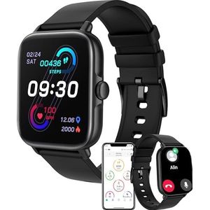 Denver SWC363 Bluetooth-smartwatch, 1,7 inch, met bloeddruk- en zuurstofmonitor, hartslagmonitor, IP67, iOS, Android