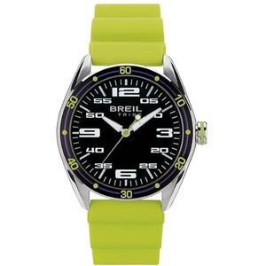 Breil SCORE herenhorloge wijzerplaat MONO-KLEUR ZWART CHRONO QUARTZO uurwerk en oranje siliconen armband EW0636, groen-zwart, Taglia Unica, armband, Groen-zwart., armband