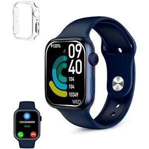 KSIX Urban 4 Mini-smartwatch met oproepen en meldingen, sportmodi, activiteitenarmband, gezondheidsmonitor, 1,74 inch display, spraakassistent, iOS- en Android-app, blauw, blauw, Blauw