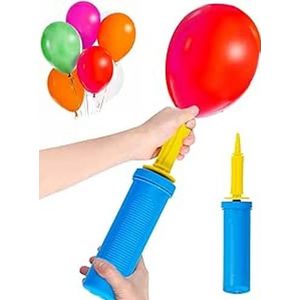 Noa Home Deco Ballonpomp, handballonpomp, handmatige ballonpomp, opblaasbare ballonpomp, voor ballonnen, bruiloft, verjaardagsfeest, feest, bruiloft, blauw, geel, 28 cm