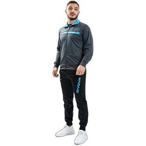 givova One Full Zip Trainingspak voor volwassenen, uniseks, donkergrijs/turquoise