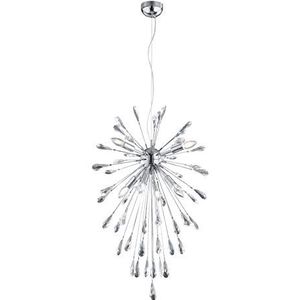 Trio Leuchten Minsk 30600706 LED-hanglamp, metaal, E14, chroom, bloemenmotief, acryl, transparant