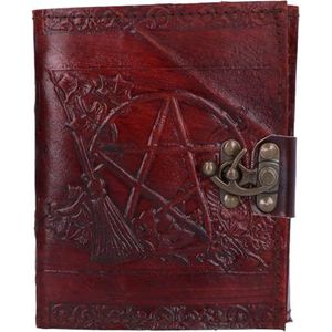 Nemesis Now Leren dagboek met reliëf, hangslot, pentagram, bruin, 20 cm