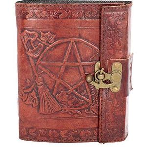 Nemesis Now Dagboek van leer met pentagram hangslot, bruin, 20 cm