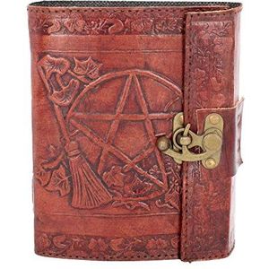 Nemesis Now Leren dagboek met reliëf, hangslot, pentagram, bruin, 20 cm