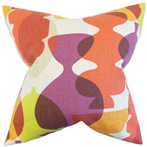 The Pillow Collection Orla kussenhoes, geometrisch, linnen, 32425 x 32425 x 11345 cm, violet