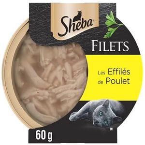 Sheba Koepels voor volwassen katten – traktatie Les Effilés de kip – snackschalen van 2 x (16 x 60 g)