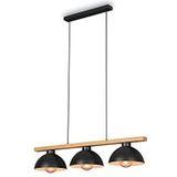 BRILONER - Hanglamp, retro, vintage hanglamp, 3 x E27, max. 40 W, eetkamerlamp, metaalhout, zwart, 980x250x1035mm (l x b x h)