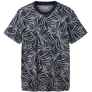 TOM TAILOR 1036435 T-shirt voor heren, 32136 - marineblauw gestreept bladpatroon