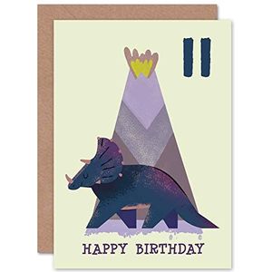 Verjaardagskaart voor de 11e verjaardag, dinosaurus