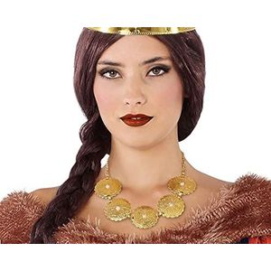 Atosa - 62168 Atosa-62168 kostuumaccessoires middeleeuws, halsketting, koningin goud, dames, 62168, Eén maat
