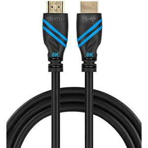 IBRA 2.1 HDMI-kabel 8 K, 2 m Ultra High Speed 48 Gbit/s Lead | ondersteunt 8 K @60 Hz, 4 K bij 120 Hz, 4320p, compatibel met Fire TV, 3D-ondersteuning, Ethernet-functie, 8 K UHD, 3D-Xbox PlayStation PS3 PS4 PC etc