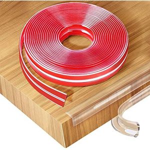 Romon 3 m tafelhoekband, babybescherming, transparant, meubelbescherming, voorgelijmde pvc-randbescherming, voor tafels, vensterbanken, muren