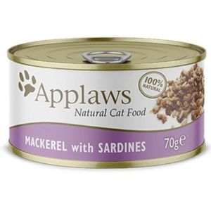 Applaws 100% natuurlijke natvoer voor katten Makreel in bouillon voor volwassen katten - 24 x 70 g dozen