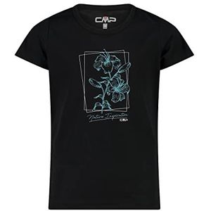 CMP T-shirt unisexe pour enfants, Noir/rose fluo, 140