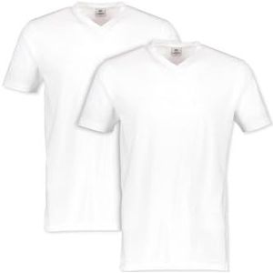 LERROS Set van 2 T-shirts met V-hals voor heren, Wit.