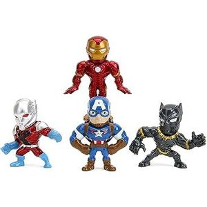 Jada Set van 4 Avengers figuren van gesmolten metaal, Iron Man, Captain America, Black Panther, Antzman, 7 cm, vanaf 8 jaar (253222014)