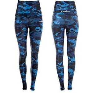 WINSHAPE Power Shape Hwl102 Functionele damesbroek met hoge taille, camouflageprint, slim stijl, camouflage blauw