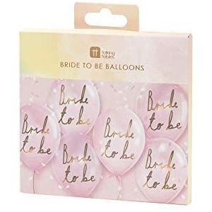 Talking Tables 6 stuks roze ballonnen ""Bride to Be"" voor vrijgezellenfeest, verloving, bruidsfeest, meerkleurig, 30,5 cm