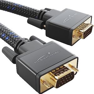 KabelDirekt VGA-monitorkabel – 1 m gevlochten – voor maximale beeldkwaliteit door zeer zuivere koperen geleiders (metaal, Full HD, VGA naar VGA, verbindt een pc met een scherm/projector)