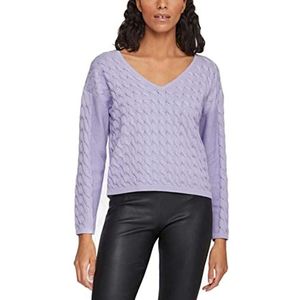 Vila Vichao V-hals L/S Cable Knit Top/Su-noos Gebreide poncho voor dames, Sweet Lavender