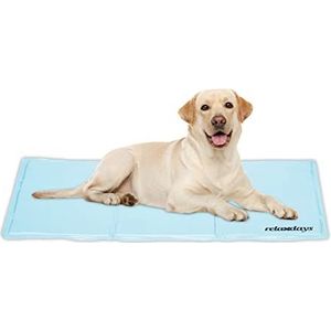 Relaxdays Koelmat voor honden, 60 x 100 cm, gel, wasbaar, lichtblauw