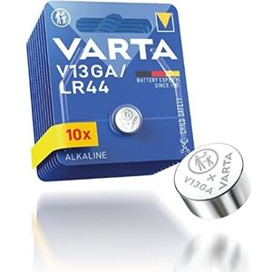 VARTA 10 stuks V13GA alkaline knoopcellen 1,5 V voor speelgoed, rekenmachines, compacte meetapparaten met lange levensduur en hoge prestaties