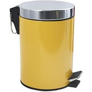 MSV Prullenbak/pedaalemmer - metaal - saffraan geel - 3 liter - 17 x 25 cm - Badkamer/toilet