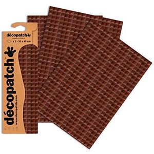 Décopatch - Ref. C680O – verpakking met vierkant chocoladepapier – elk vel 30 x 40 cm – set van 3 vellen papier – voor gebruik met deopach-lijm en bruine lak