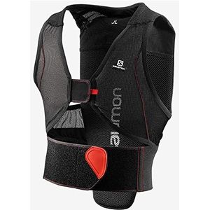 Salomon, L39139300 Ski-rugbeschermer voor kinderen, verstelbaar, Motion Fit, ademend mesh-materiaal, Flex Junior, maat JXL, zwart/rood,