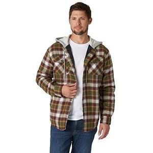 Wrangler Authentics Herenjas met capuchon met knoopkraag, olijfgroen, S, Olijfgroen