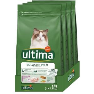 Ultima Kattenvoer met bontballen controle met kalkoen, 4 x 1,5 kg, totaal 6 kg