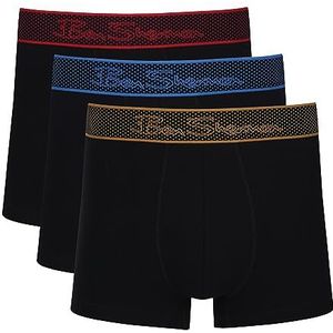 Ben Sherman Ben Sherman Set van 3 zwarte boxershorts voor heren, comfortabel en ademend ondergoed, boxershorts voor heren, zwart.